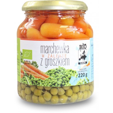 MARCHEWKA W ZALEWIE Z GROSZKIEM BIO 340 g (220 g) (SŁOIK) - BIO PLANET