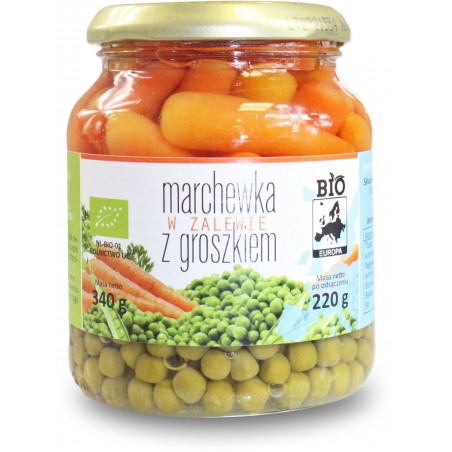 MARCHEWKA W ZALEWIE Z GROSZKIEM BIO 340 g (220 g) (SŁOIK) - BIO PLANET