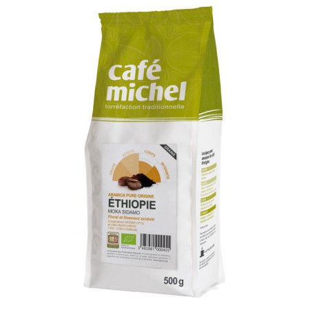 KAWA ZIARNISTA ARABICA 100 % MOKA SIDAMO ETIOPIA FAIR TRADE BIO 500 g - CAFE MICHEL
