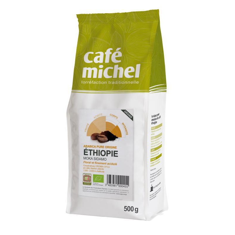 KAWA ZIARNISTA ARABICA 100 % MOKA SIDAMO ETIOPIA FAIR TRADE BIO 500 g - CAFE MICHEL