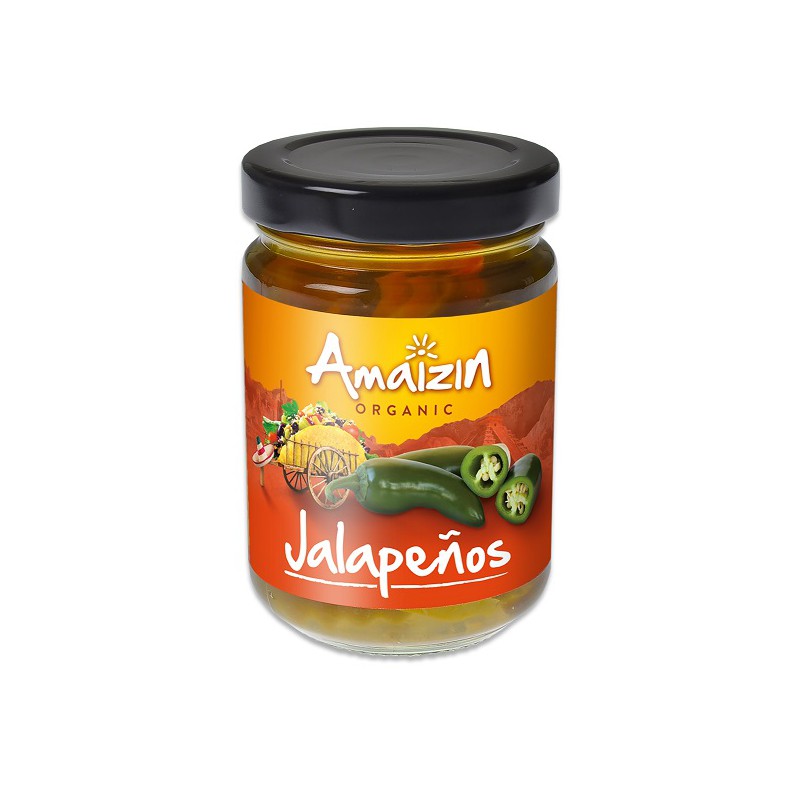 PAPRYKA JALAPENO ZIELONA KROJONA W ZALEWIE BIO 150 g (60 g) - AMAIZIN