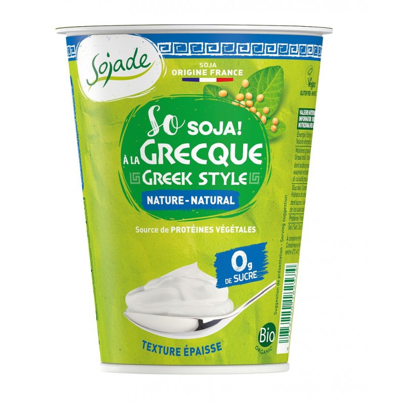 PRODUKT SOJOWY NATURALNY TYPU GRECKIEGO NIE ZAWIERA CUKRÓW BEZGLUTENOWY BIO 400 g - SOJADE