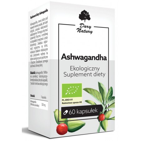 ASHWAGANDHA BIO 60 KAPSUŁEK (520 mg) - DARY NATURY