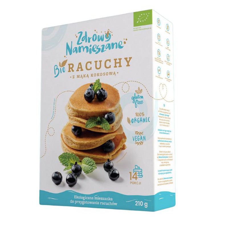MIESZANKA NA RACUCHY Z MĄKĄ KOKOSOWĄ BEZGLUTENOWA BIO 210 g - ZDROWO NAMIESZANE
