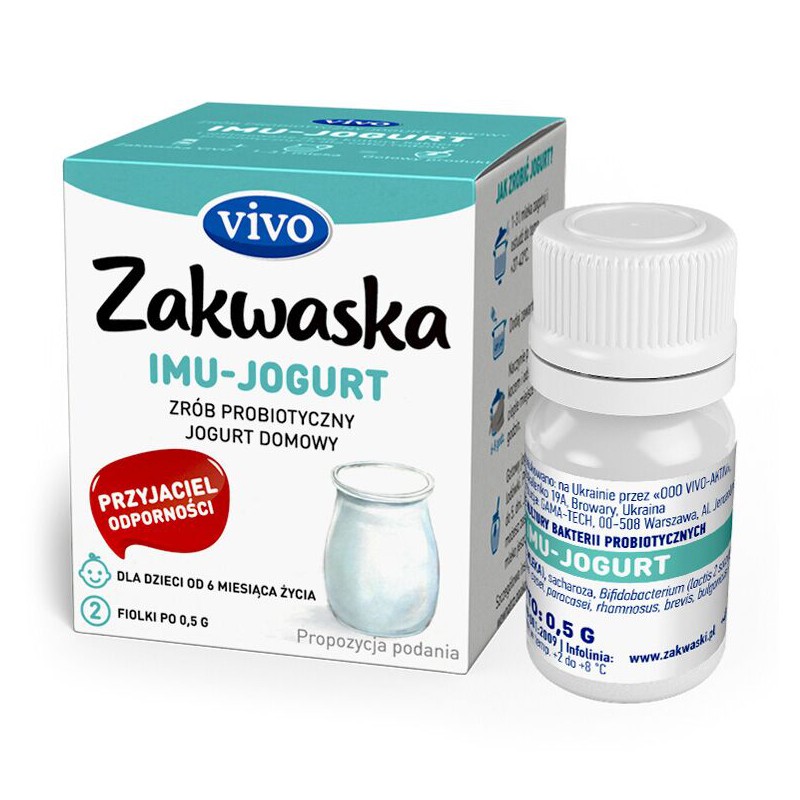 ŻYWE KULTURY BAKTERII DO JOGURTU IMU "ZAKWASKA" BEZGLUTENOWE 1 g (2 FIOLKI) - VIVO