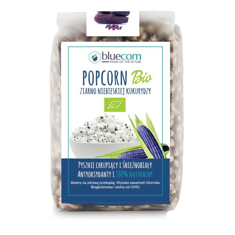ZIARNA POPCORNU Z NIEBIESKIEJ KUKURYDZY BEZGLUTENOWE BIO 350 g - BLUECORN