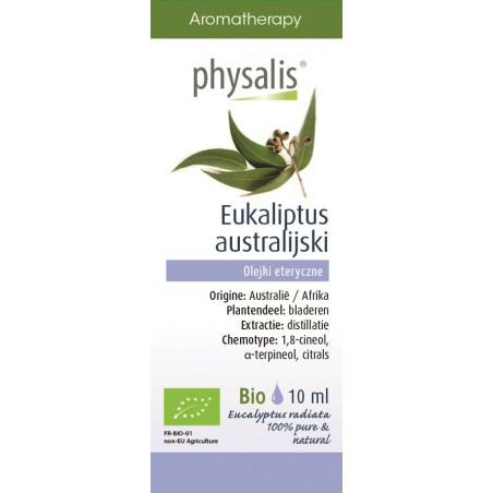 OLEJEK ETERYCZNY EUKALIPTUS AUSTRALIJSKI (EUCALYPTUS RADIATA) BIO 10 ml - PHYSALIS