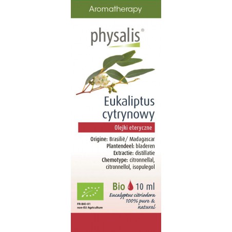 OLEJEK ETERYCZNY EUKALIPTUS CYTRYNOWY (CITROEN EUCALYPTUS) BIO 10 ml - PHYSALIS