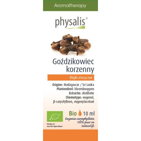 OLEJEK ETERYCZNY GOŹDZIKOWIEC KORZENNY (KRUIDNAGEL) BIO 10 ml - PHYSALIS