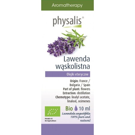 OLEJEK ETERYCZNY LAWENDA WĄSKOLISTNA (ECHTE LAVENDEL) BIO 10 ml - PHYSALIS