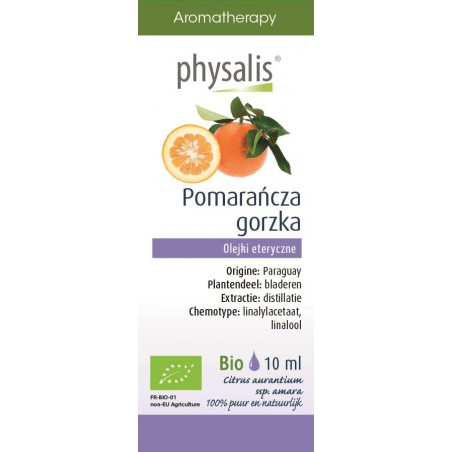 OLEJEK ETERYCZNY DRZEWO POMARAŃCZOWE (PETITGRAIN) BIO 10 ml - PHYSALIS