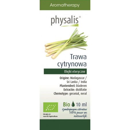 OLEJEK ETERYCZNY TRAWA CYTRYNOWA (LEMONGRASS) BIO 10 ml - PHYSALIS