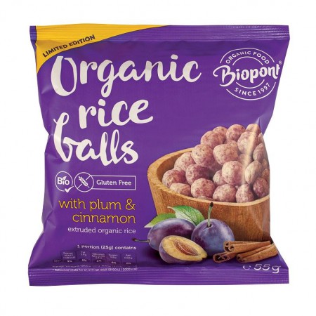 CHRUPKI RYŻOWE ZE ŚLIWKAMI I CYNAMONEM BEZGLUTENOWE BIO 55 g - BIOPONT