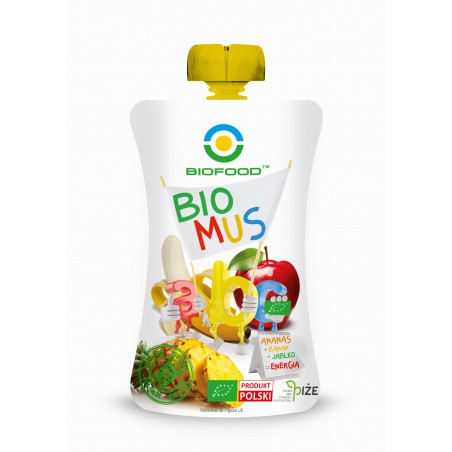 MUS ANANASOWO - BANANOWO - JABŁKOWY BEZGLUTENOWY BIO 90 g - BIO FOOD