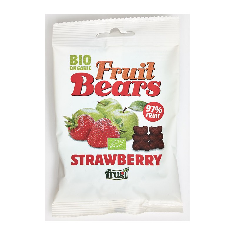 ŻELKI (MISIE) JABŁKO - TRUSKAWKA BEZ DODATKU CUKRÓW BEZGLUTENOWE BIO 50 g - HOUSE OF DENMARK