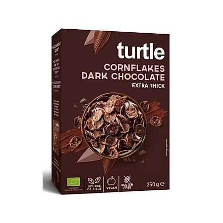 PŁATKI KUKURYDZIANE W POLEWIE Z CIEMNEJ CZEKOLADY BEZGLUTENOWE BIO 250 g - TURTLE