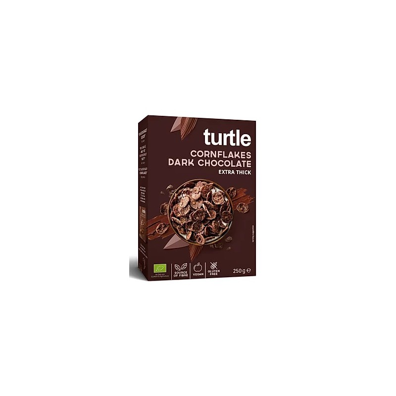 PŁATKI KUKURYDZIANE W POLEWIE Z CIEMNEJ CZEKOLADY BEZGLUTENOWE BIO 250 g - TURTLE