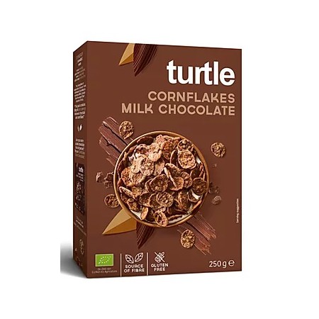 PŁATKI KUKURYDZIANE W POLEWIE Z MLECZNEJ CZEKOLADY BEZGLUTENOWE BIO 250 g - TURTLE
