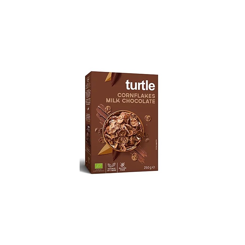 PŁATKI KUKURYDZIANE W POLEWIE Z MLECZNEJ CZEKOLADY BEZGLUTENOWE BIO 250 g - TURTLE