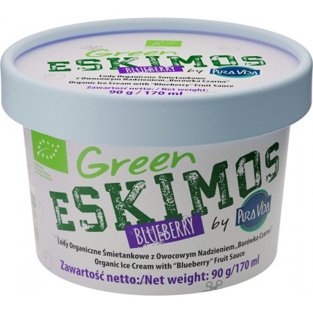 LODY - GREEN ESKIMOS - ŚMIETANKOWE Z SOSEM BORÓWKOWYM BEZGLUTENOWE W KUBKU BIO 170 ml