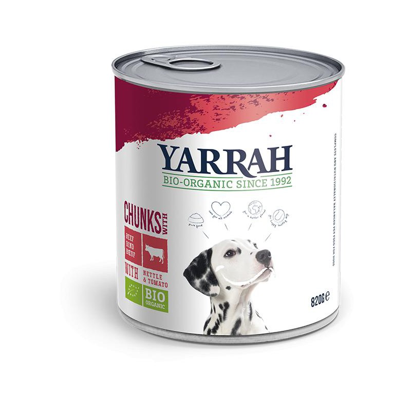 (DLA PSA) KARMA Z WOŁOWINĄ, POKRZYWĄ I POMIDOREM BIO 820 g - YARRAH