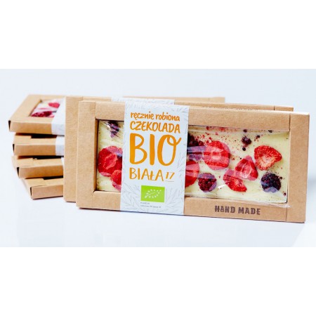 CZEKOLADA BIAŁA Z TRUSKAWKAMI I JEŻYNAMI  BIO 53 g - CUKIERNIA STAROPOLSKA