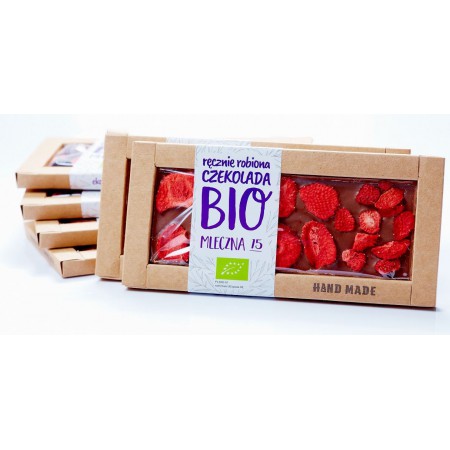 CZEKOLADA MLECZNA Z TRUSKAWKAMI BIO 53 g - CUKIERNIA STAROPOLSKA