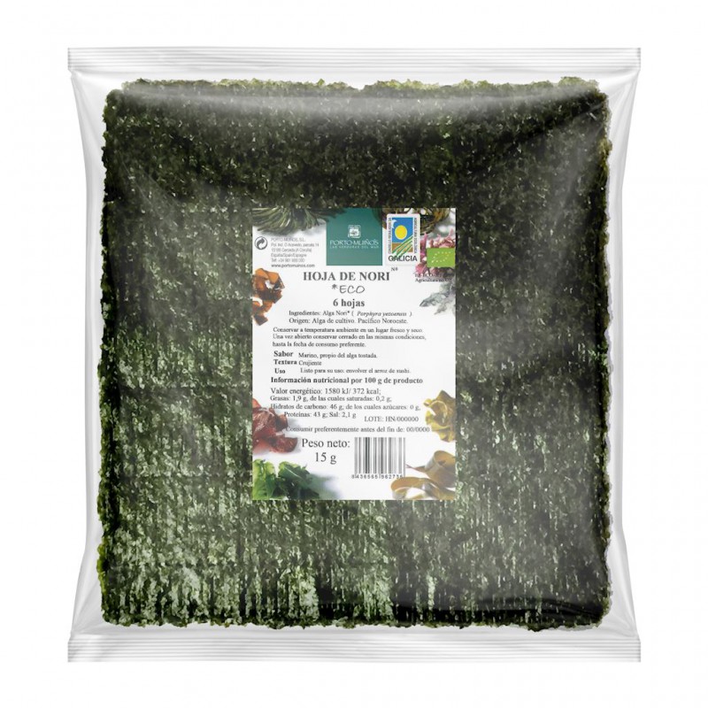 ALGI NORI PRAŻONE DO SUSHI BIO 15 g - PORTO MUINOS