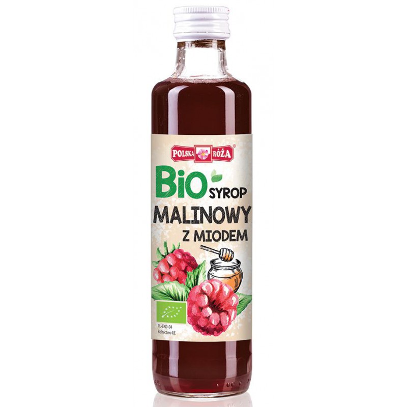 SYROP MALINOWY SŁODZONY MIODEM BIO 250 ml - POLSKA RÓŻA