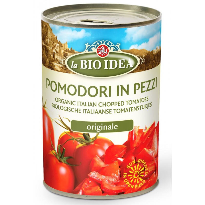 POMIDORY KROJONE BEZ SKÓRY BIO 400 g (PUSZKA) - LA BIO IDEA