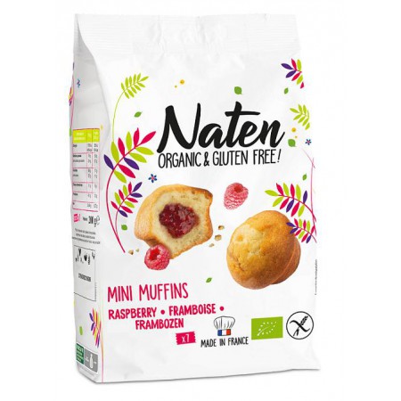 MINI MUFFINKI Z NADZIENIEM MALINOWYM BEZGLUTENOWE BIO 200 g - NATEN