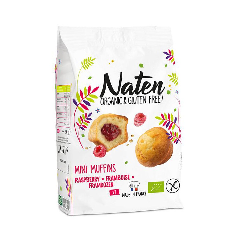 MINI MUFFINKI Z NADZIENIEM MALINOWYM BEZGLUTENOWE BIO 200 g - NATEN