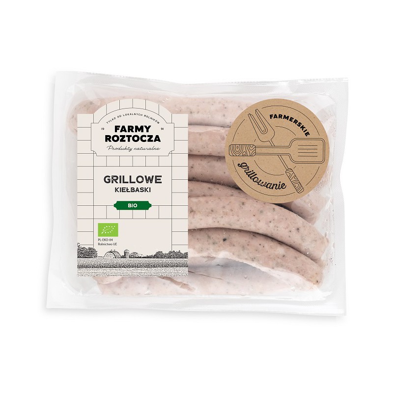KIEŁBASKI NA GRILLA BIO (około 0,30 kg) - FARMY ROZTOCZA (NA ZAMÓWIENIE) (PRODUKT SEZONOWY)