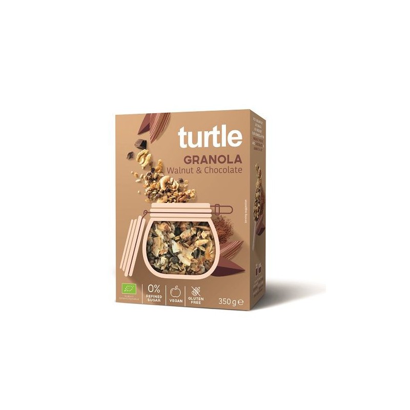 GRANOLA ORZECH WŁOSKI - CZEKOLADA BEZGLUTENOWA BIO 350 g - TURTLE