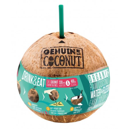KOKOS BIO ZE SŁOMKĄ (około 0,75 kg) - GENUINE COCONUT