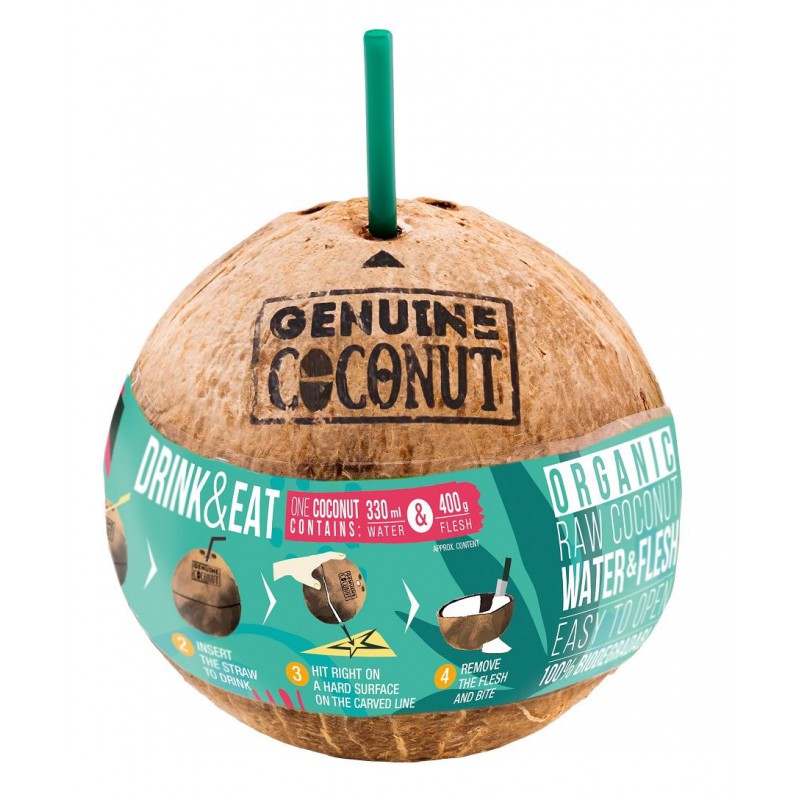 KOKOS BIO ZE SŁOMKĄ (około 0,75 kg) - GENUINE COCONUT