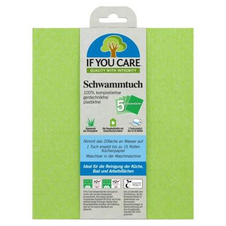ŚCIERECZKI GĄBCZASTE WIELORAZOWE KOMPOSTOWALNE 5 szt. - IF YOU CARE
