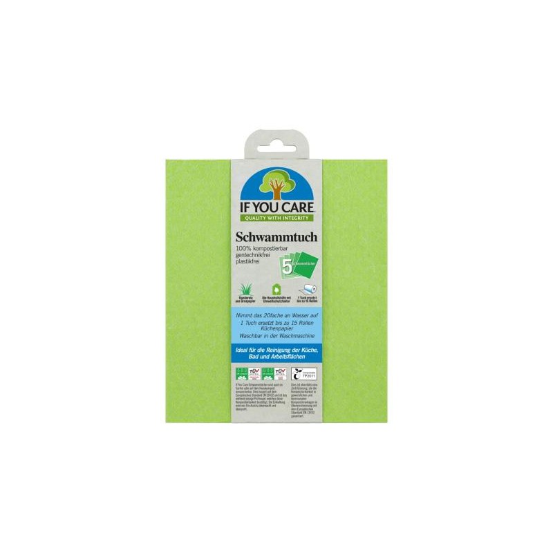 ŚCIERECZKI GĄBCZASTE WIELORAZOWE KOMPOSTOWALNE 5 szt. - IF YOU CARE