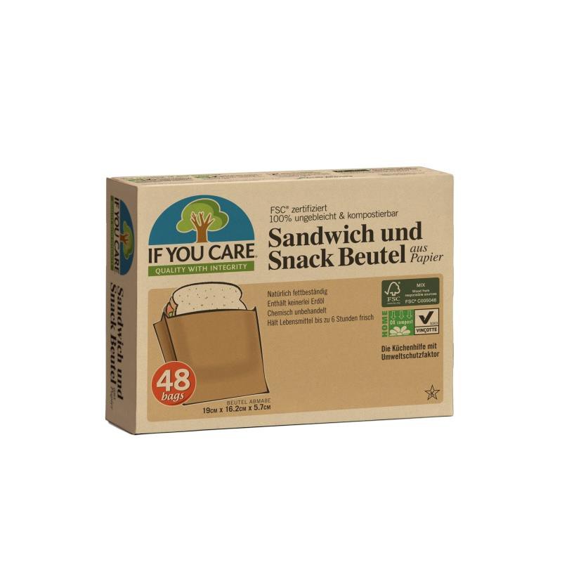 TOREBKI NA KANAPKI PAPIEROWE KOMPOSTOWALNE 48 szt. - IF YOU CARE