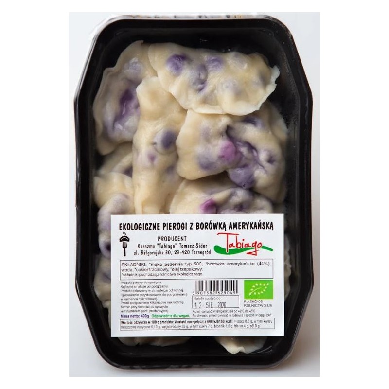 PIEROGI Z BORÓWKĄ AMERYKAŃSKĄ BIO 400 g - KARCZMA TABIAGO (NA ZAMÓWIENIE)