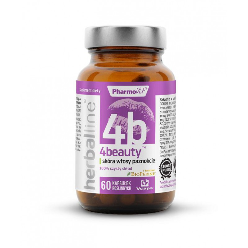 KAPSUŁKI NA SKÓRĘ, WŁOSY I PAZNOKCIE (4BEAUTY) BEZGLUTENOWE 60 szt. (27,12 g) - PHARMOVIT (HERBALLINE)