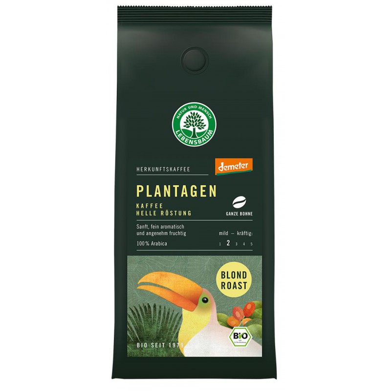 KAWA ZIARNISTA ARABICA JASNOPALONA 100 % BLOND ROAST DEMETER BIO 250 g - LEBENSBAUM