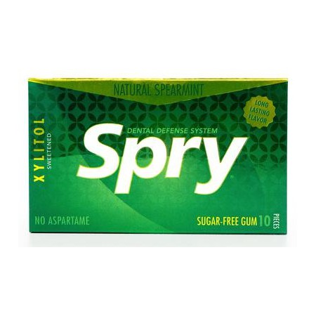 GUMA DO ŻUCIA Z KSYLITOLEM O SMAKU MIĘTY KĘDZIERZAWEJ BEZGLUTENOWA 10 SZTUK (12 g) - SPRY