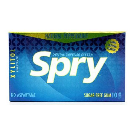 GUMA DO ŻUCIA Z KSYLITOLEM O SMAKU MIĘTY PIEPRZOWEJ BEZGLUTENOWA 10 SZTUK (12 g) - SPRY