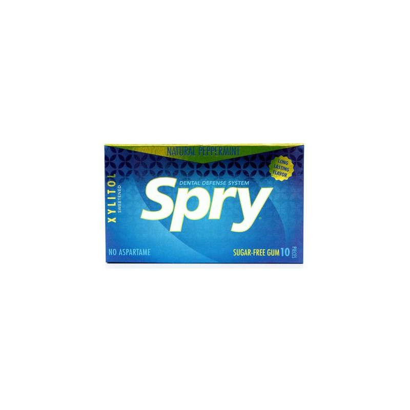 GUMA DO ŻUCIA Z KSYLITOLEM O SMAKU MIĘTY PIEPRZOWEJ BEZGLUTENOWA 10 SZTUK (12 g) - SPRY