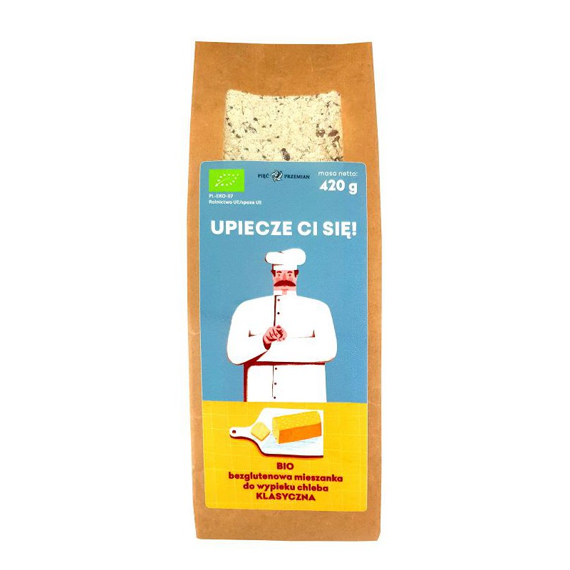 MIESZANKA DO WYPIEKU CHLEBA KLASYCZNA BEZGLUTENOWA BIO 420 g - PIĘĆ PRZEMIAN