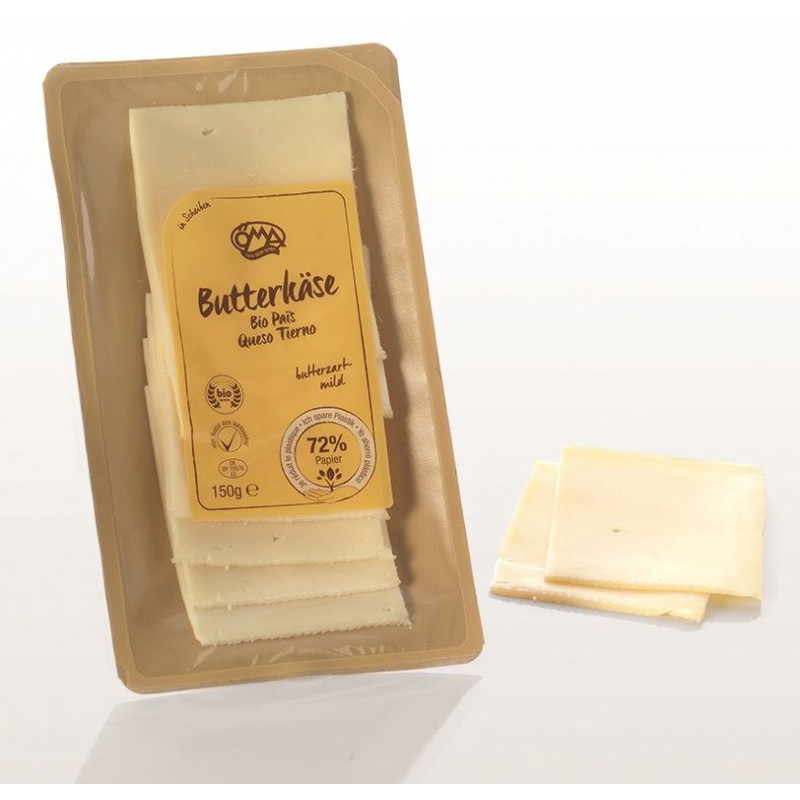 SER ŻÓŁTY MAŚLANY PLASTRY BIO (45 % TŁUSZCZU W SUCHEJ MASIE) 150 g - OMA