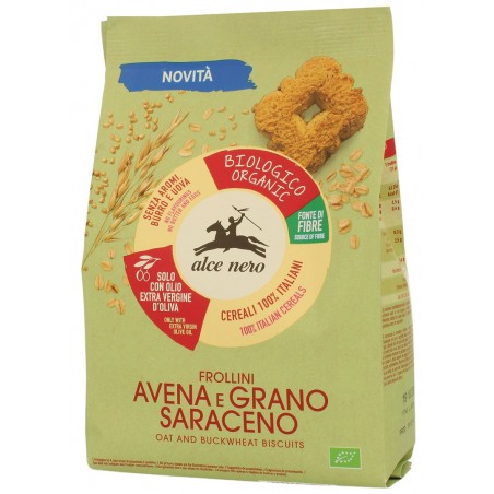 CIASTKA OWSIANO - GRYCZANE Z DODATKIEM OLIWY Z OLIWEK EXTRA VIRGIN (14 %) BIO 250 g - ALCE NERO