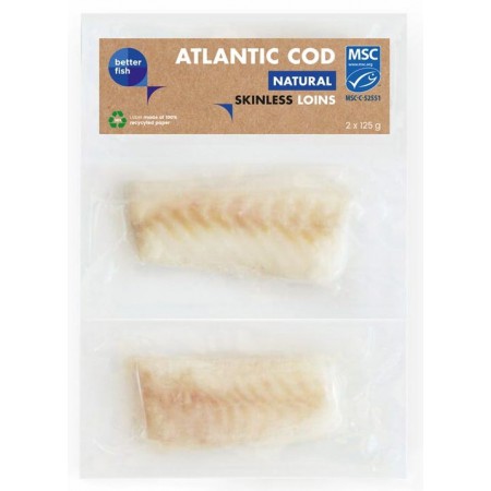 POLĘDWICA Z DORSZA ATLANTYCKIEGO MSC BEZ SKÓRY MROŻONA (2 x 125 g) 250 g - BETTER FISH