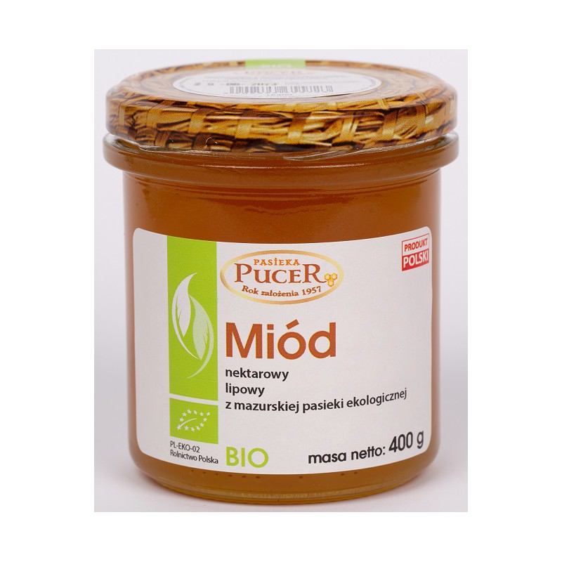 MIÓD NEKTAROWY LIPOWY BIO 400 g - PASIEKA PUCER